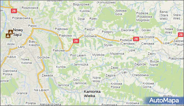 mapa Mystków, Mystków na mapie Targeo