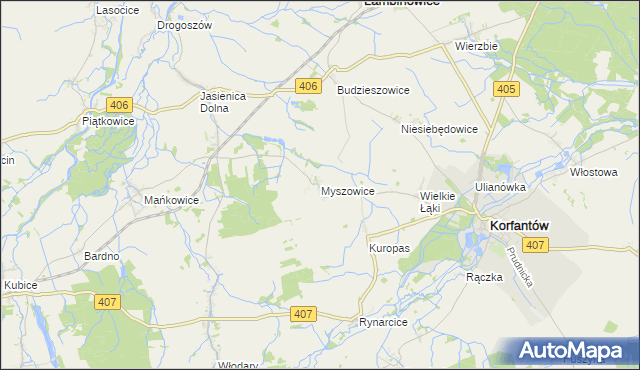 mapa Myszowice, Myszowice na mapie Targeo