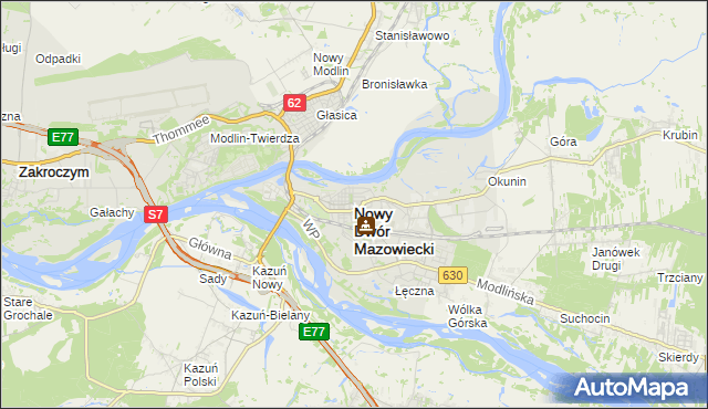 mapa Nowy Dwór Mazowiecki, Nowy Dwór Mazowiecki na mapie Targeo