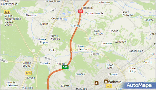 mapa Nowy Janków, Nowy Janków na mapie Targeo