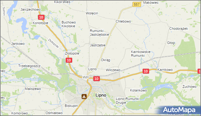 mapa Okrąg, Okrąg na mapie Targeo