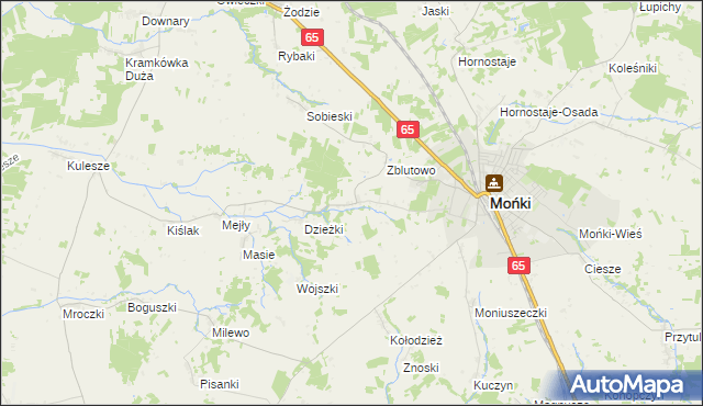 mapa Oliszki gmina Mońki, Oliszki gmina Mońki na mapie Targeo