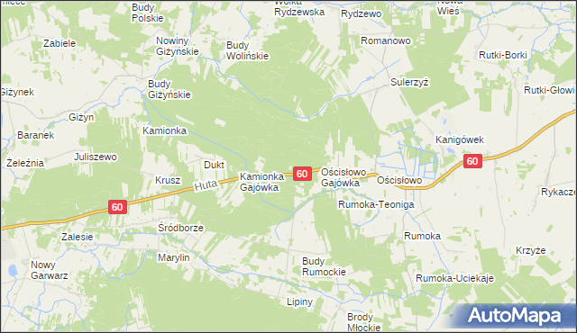 mapa Ościsłowo Leśniczówka, Ościsłowo Leśniczówka na mapie Targeo