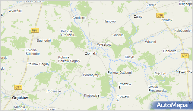 mapa Oszczerze, Oszczerze na mapie Targeo