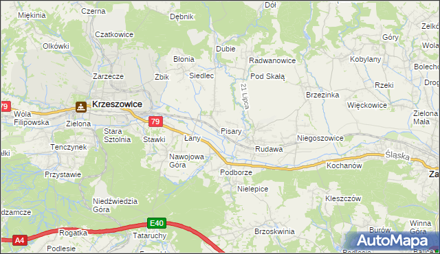 mapa Pisary gmina Zabierzów, Pisary gmina Zabierzów na mapie Targeo