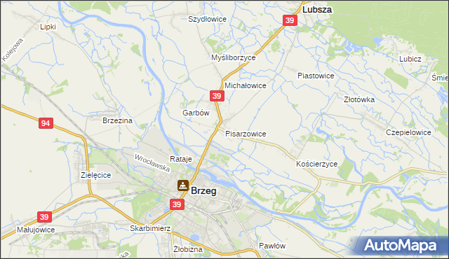 mapa Pisarzowice gmina Lubsza, Pisarzowice gmina Lubsza na mapie Targeo