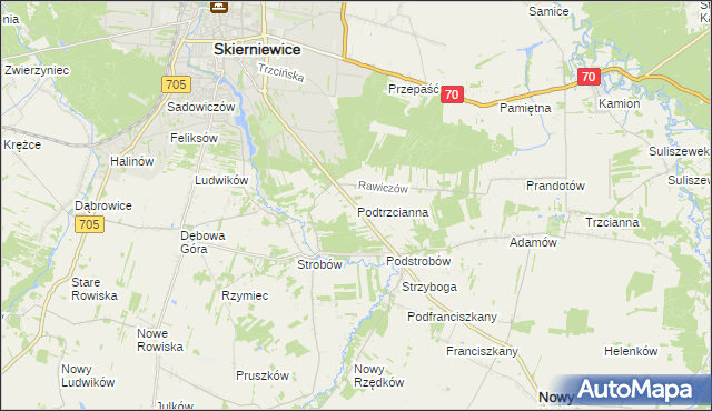 mapa Podtrzcianna, Podtrzcianna na mapie Targeo