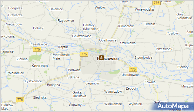 mapa Proszowice, Proszowice na mapie Targeo