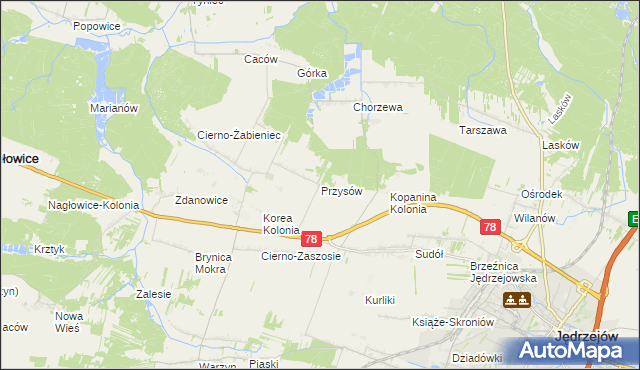 mapa Przysów, Przysów na mapie Targeo