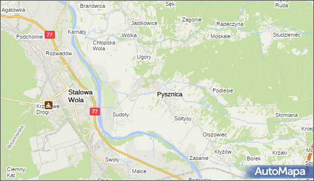 mapa Pysznica, Pysznica na mapie Targeo