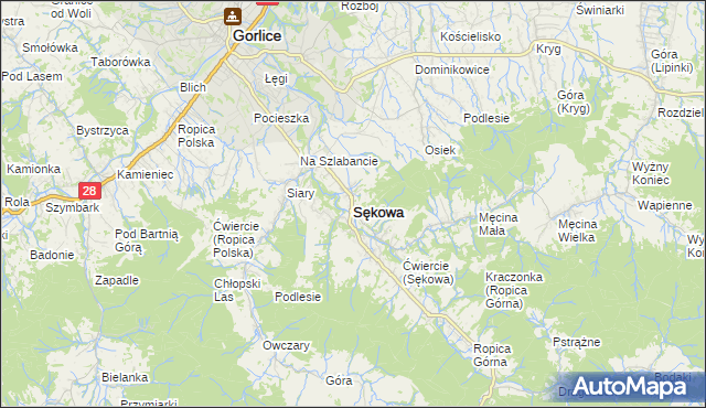 mapa Sękowa, Sękowa na mapie Targeo