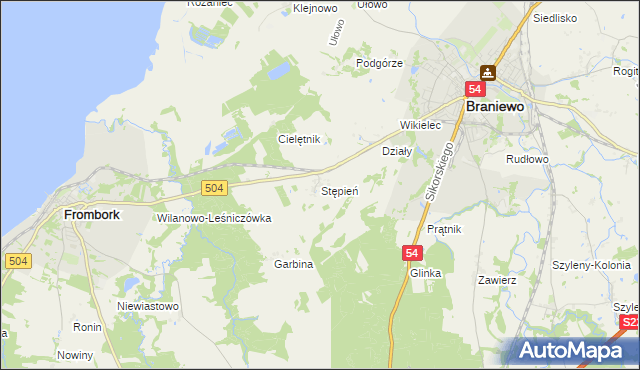 mapa Stępień, Stępień na mapie Targeo