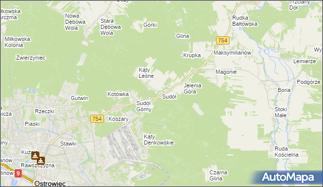 mapa Sudół gmina Bodzechów, Sudół gmina Bodzechów na mapie Targeo