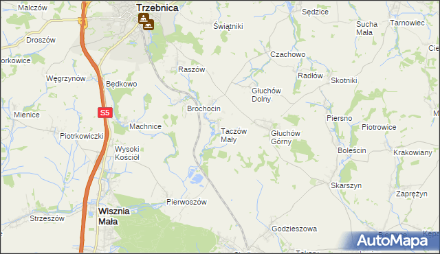 mapa Taczów Mały, Taczów Mały na mapie Targeo