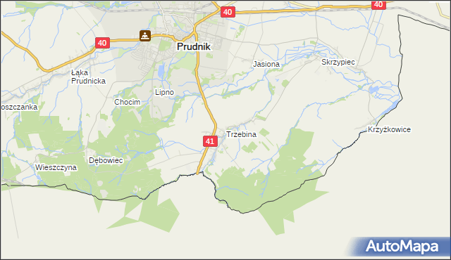 mapa Trzebina gmina Lubrza, Trzebina gmina Lubrza na mapie Targeo