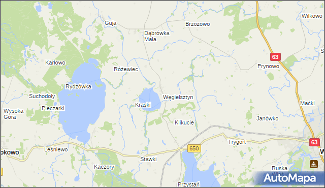 mapa Węgielsztyn, Węgielsztyn na mapie Targeo