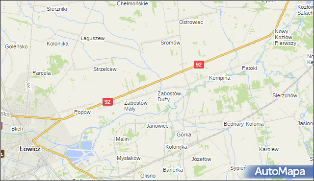 mapa Zabostów Duży, Zabostów Duży na mapie Targeo