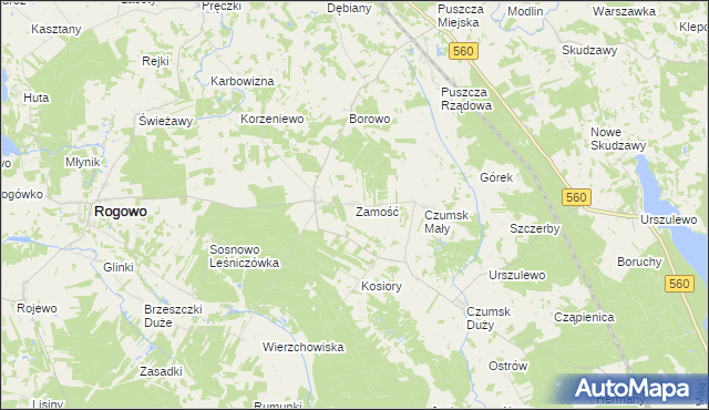 mapa Zamość gmina Rogowo, Zamość gmina Rogowo na mapie Targeo