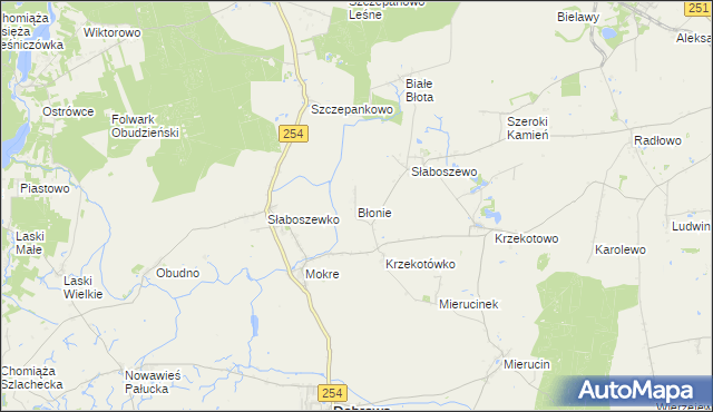 mapa Błonie gmina Dąbrowa, Błonie gmina Dąbrowa na mapie Targeo