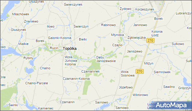 mapa Dęby Janiszewskie, Dęby Janiszewskie na mapie Targeo