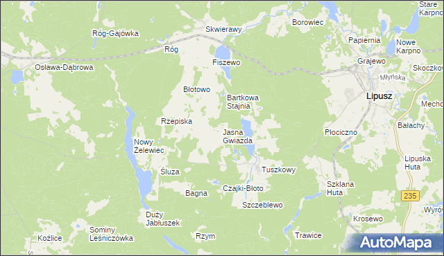 mapa Jasna Gwiazda, Jasna Gwiazda na mapie Targeo