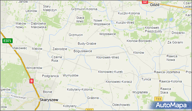 mapa Kłonówek-Wieś, Kłonówek-Wieś na mapie Targeo