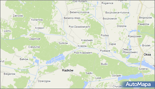 mapa Krasów gmina Radków, Krasów gmina Radków na mapie Targeo
