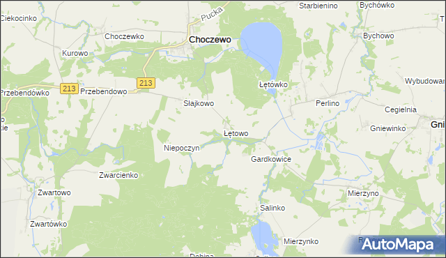 mapa Łętowo gmina Choczewo, Łętowo gmina Choczewo na mapie Targeo