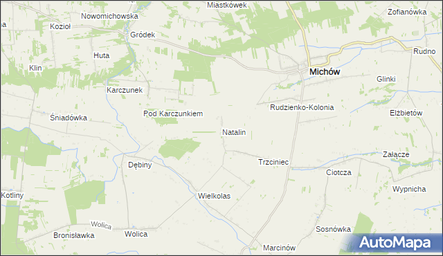mapa Natalin gmina Michów, Natalin gmina Michów na mapie Targeo