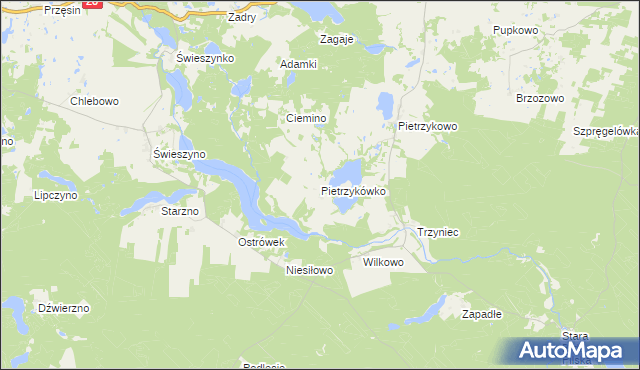 mapa Pietrzykówko, Pietrzykówko na mapie Targeo