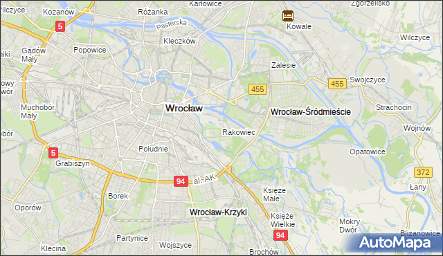 mapa Rakowiec gmina Wrocław, Rakowiec gmina Wrocław na mapie Targeo