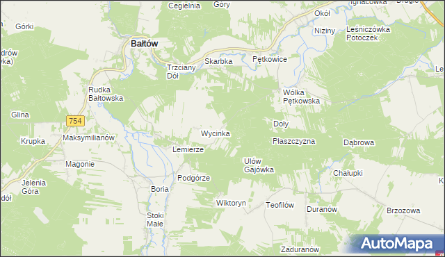 mapa Ulów gmina Bałtów, Ulów gmina Bałtów na mapie Targeo