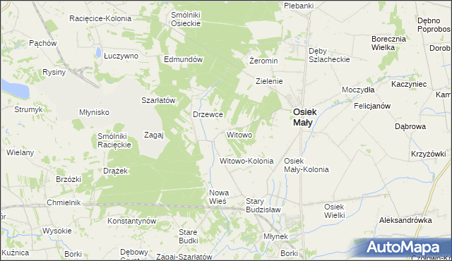 mapa Witowo gmina Osiek Mały, Witowo gmina Osiek Mały na mapie Targeo