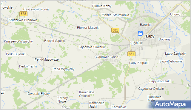 mapa Gąsówka-Osse, Gąsówka-Osse na mapie Targeo