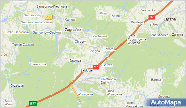 mapa Gruszka gmina Zagnańsk, Gruszka gmina Zagnańsk na mapie Targeo