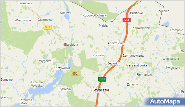 mapa Kociołki gmina Szypliszki, Kociołki gmina Szypliszki na mapie Targeo