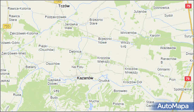 mapa Kroczów Większy, Kroczów Większy na mapie Targeo