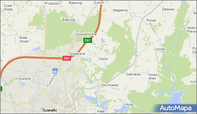 mapa Osinki gmina Suwałki, Osinki gmina Suwałki na mapie Targeo