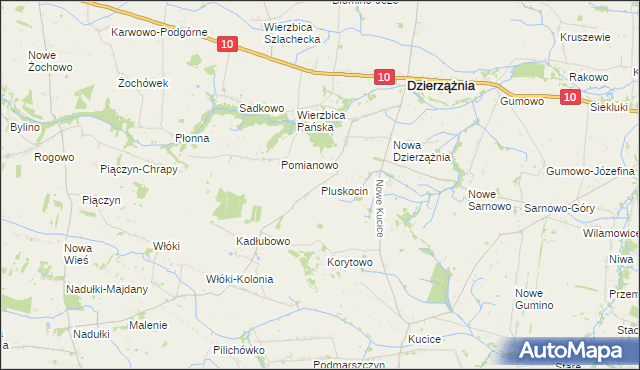 mapa Pluskocin gmina Dzierzążnia, Pluskocin gmina Dzierzążnia na mapie Targeo