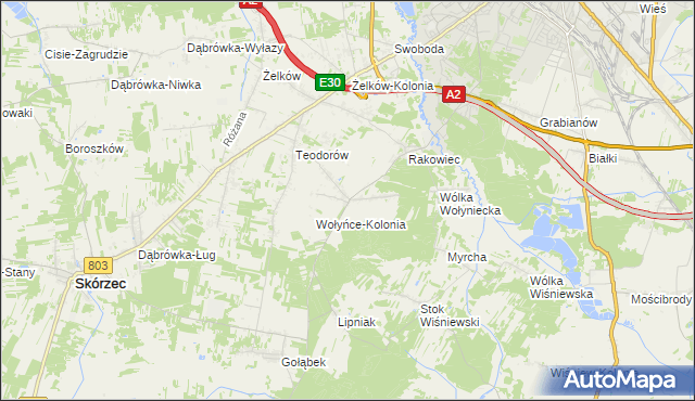 mapa Wołyńce gmina Siedlce, Wołyńce gmina Siedlce na mapie Targeo
