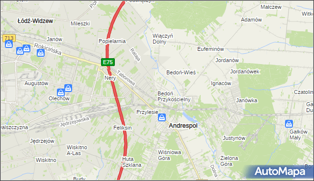 mapa Bedoń Przykościelny, Bedoń Przykościelny na mapie Targeo