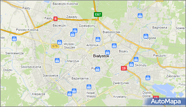 mapa Białegostoku, Białystok na mapie Targeo