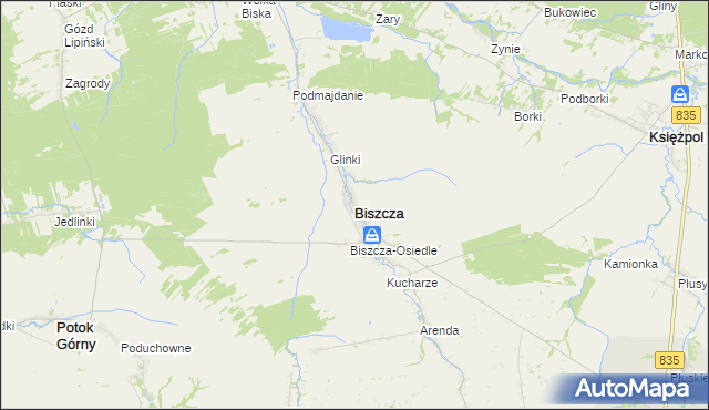 mapa Biszcza, Biszcza na mapie Targeo