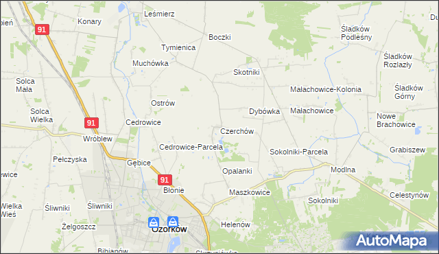 mapa Czerchów, Czerchów na mapie Targeo