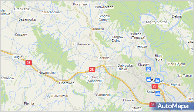mapa Czerteż, Czerteż na mapie Targeo