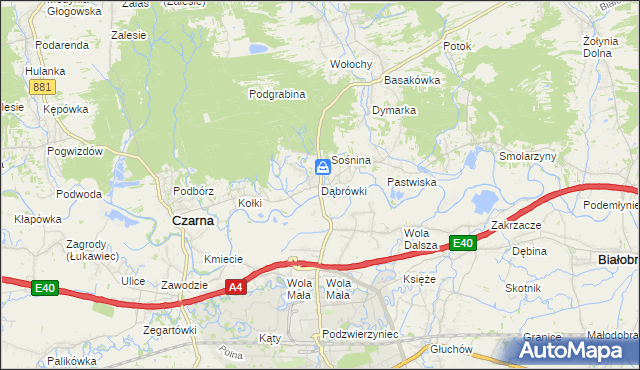 mapa Dąbrówki gmina Czarna, Dąbrówki gmina Czarna na mapie Targeo