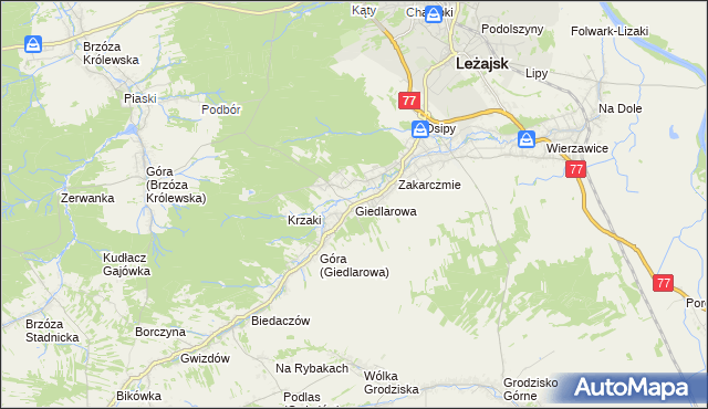 mapa Giedlarowa, Giedlarowa na mapie Targeo