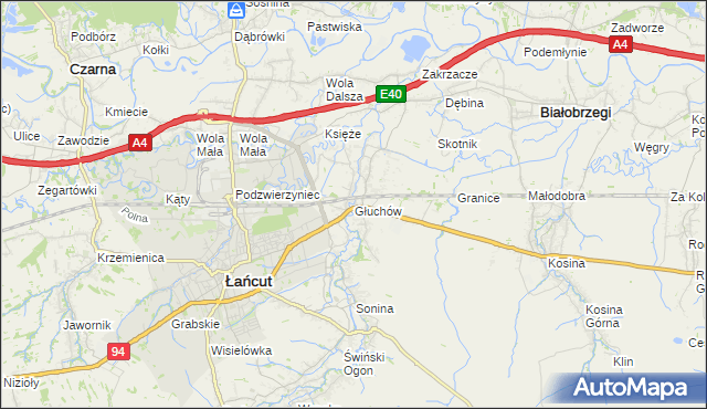 mapa Głuchów gmina Łańcut, Głuchów gmina Łańcut na mapie Targeo