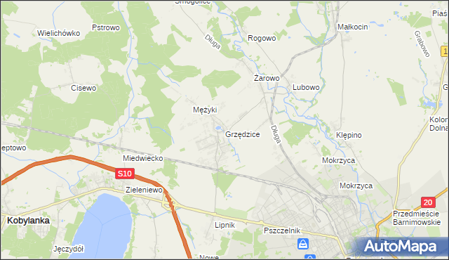 mapa Grzędzice, Grzędzice na mapie Targeo