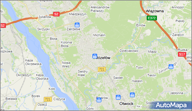 mapa Józefów powiat otwocki, Józefów powiat otwocki na mapie Targeo